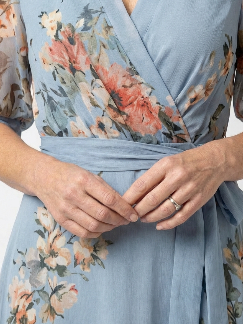 Elowen | V-Neck Floral Wrap Maxi Dress