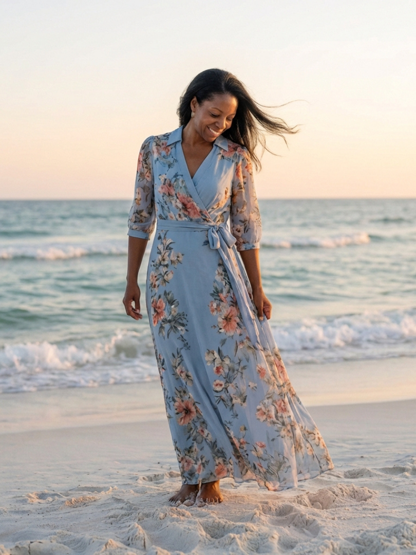 Elowen | V-Neck Floral Wrap Maxi Dress