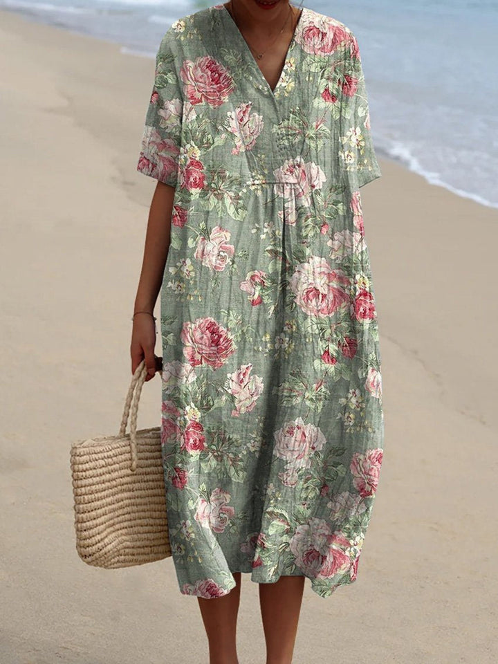 Lina - Vintage Floral Dress Beach