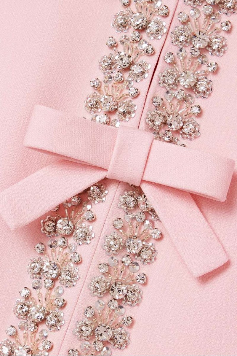 Aria™ | Crystal-Embellished Midi Dress with Bow Detail