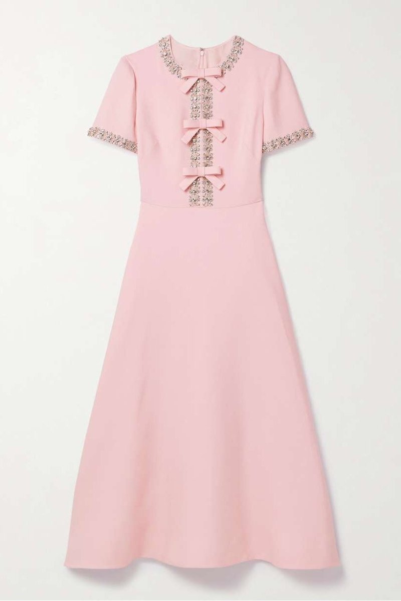 Aria™ | Crystal-Embellished Midi Dress with Bow Detail